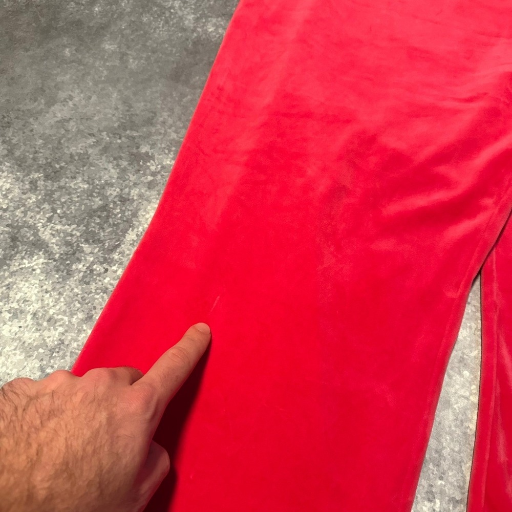 Juicy Couture Velour Track Pants Pink Sparkle Logo Women's XXL Bell Bottom Flare - Picture 8 of 8